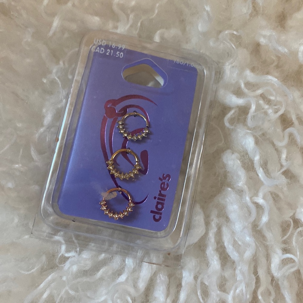 3 cartilage hoops, still in the package